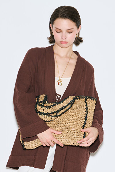 Manuka Contrast Detail Wicker Bag Natural
