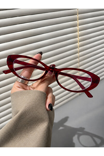 LEXA SHOP Bordo Cat Eye Kemik Şeffaf 51 Ekartman Kadın Erkek Unisex Mavi Işık...