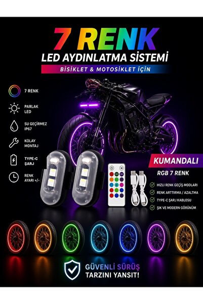 Schenna Uzaktan Kumandalı 2'li Çakar Led/Şarjlı Mini Led Işık/Drone Işığı/Ant...