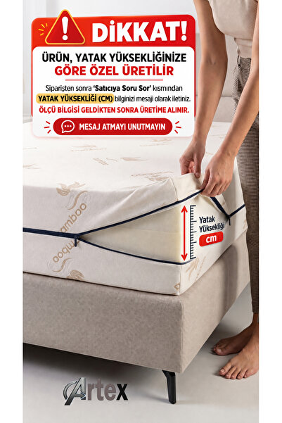 Artex Kılıf Bamboo 90X200 Mattress Cover Protector Cover with Zipper Quilted ...