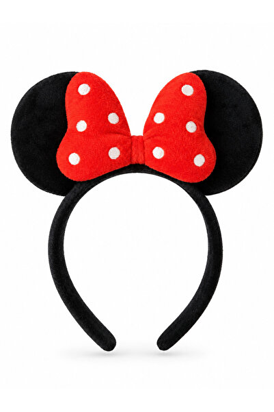 shop Minnie Model Puantiyeli Kurdeleli Kadın ve Kız Çocukları İçin Siyah Taç-...