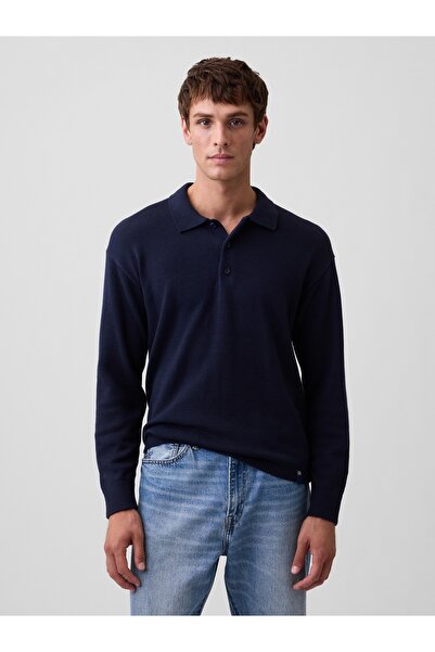 GAP Erkek Lacivert Relaxed Polo Kazak