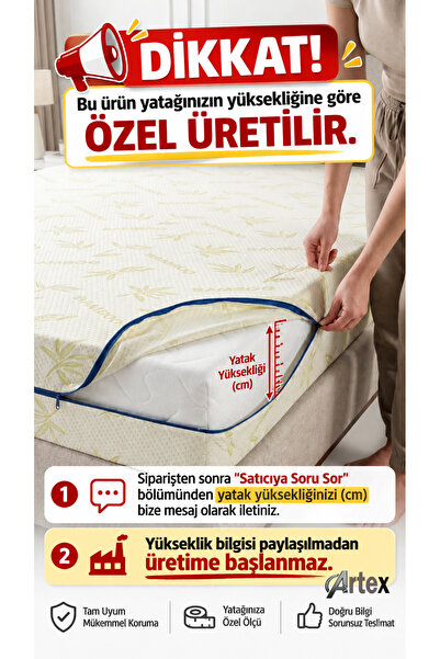 Artex Bamboo 90X200 Mattress Cover Protector Cover with Zipper Quilted Fit Zi...