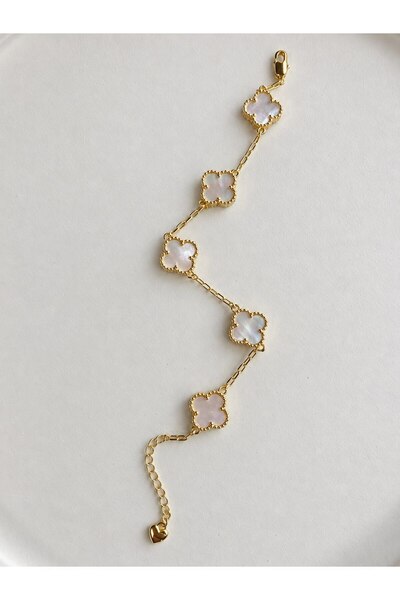 Sizu Accessory 5 Yonca Motifli 14K Altın Kaplama Kararmaz Bileklik