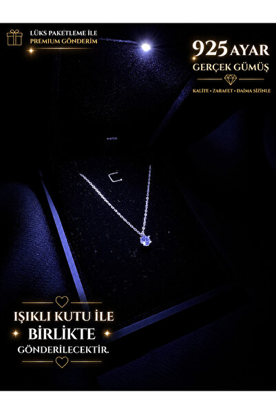 sara silver 925 Ayar Gümüş Tektaş Kolye Işıklı Kutuda – Zarif ve Zamansız Tas...