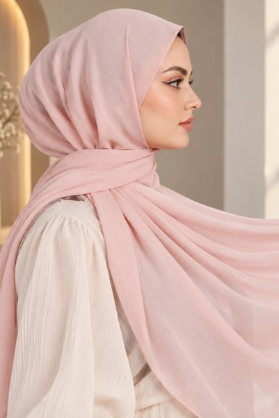 Ramellia Crepe Chiffon Shawl Pink – Lightweight, Comfortable, Stylish Women's Shawl for Everyday and Special Occasion Outfits