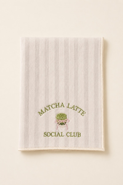 LİONYA DESİGN Matcha Latte Embroidered Decorative Hand Towel – 100% Cotton, S...