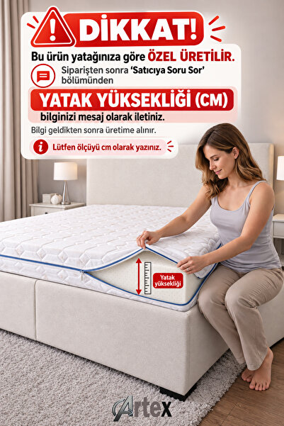 Artex Kılıf Cotton 160x200 Yatak Kılıfı Koruyucusu Yatak Örtüsü Fermuarlı Kıl...