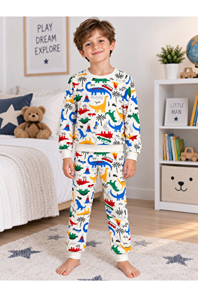 Pajama Shop Set de pijamale de iarnă cu mânecă lungă, din bumbac, culoare alb...