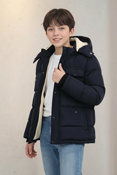 Lovrel Boy's Winter Thick Fiber Filling Inner Fleece Lined Hooded Boys' Coat ...