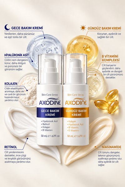 axodine Night Care Cream and Moisturizing Day Care Cream with Retinol (2X50 ml) (Moisture Bomb Set)