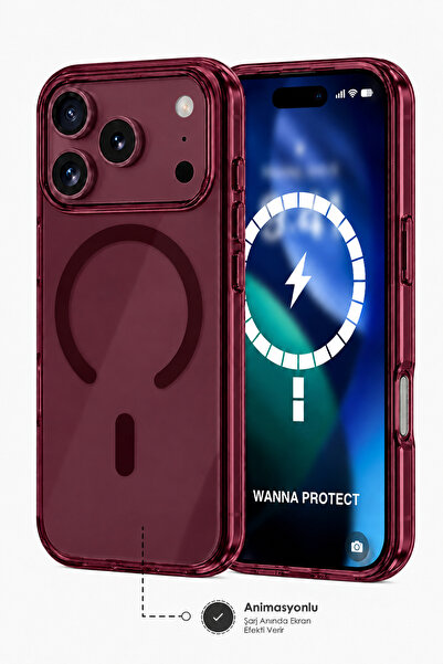 WANNA PROTECT iPhone 18 Pro (IC) ANİMASYONLU MagSafe Destekli Şeffaf Sert Mik...
