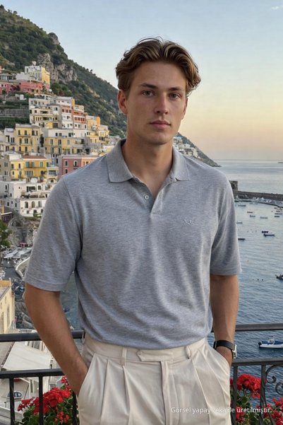 DAMGA JEANS Ανδρικό μπλουζάκι Basic 100% Βαμβάκι M. Γκρι με λαιμόκοψη πόλο