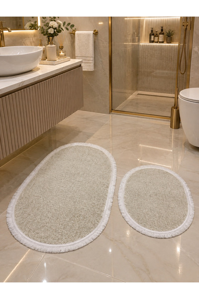 Esperya Home Banyo Paspası 60x100 50x60 2 Li Banyo Seti Saçaklı Kaymaz Taban ...
