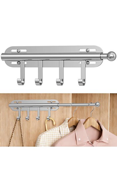 AIZESI Bară extensibilă pentru dulap 32-54 cm cu 4 cârlige reglabile, suport ...