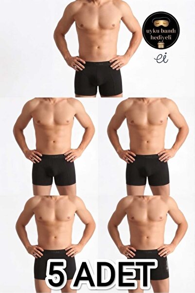 Tutku Men's Black 5-Pack Cotton Lycra Boxers - Flexible, Sweat-Absorbing Dail...