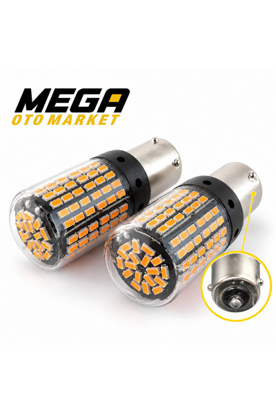 Mega Oto Market 12V 93 Tip 144 LED Turuncu Oto Ampul 2 ADET – Stop, Fren ve S...