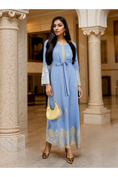 Amirah By Styli جلابية مطبوعة بتفاصيل مميزة مع حزام للربط