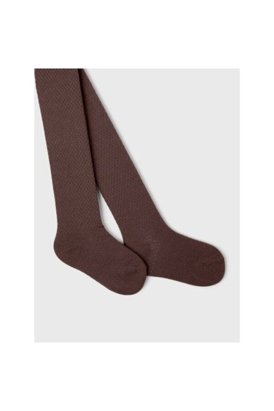 name ıt Colanți din lână merinos și bumbac, cu textură tip vaflă, culoare Mahon închis