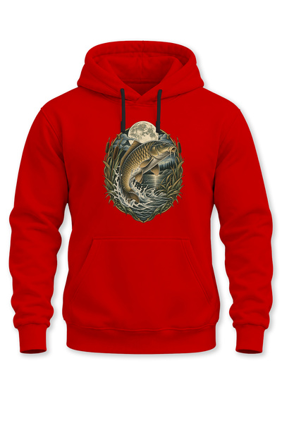 WİDİ Carp Fish Printed Unisex Hooded Sweatshirt – Fisherman Fishing Rod Fishi...