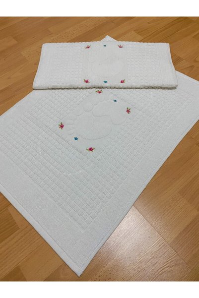 AYHANHOME %100 Pamuk Ayak Havlusu 2'li 50x70 Cm Ayak Çizgili Paspas