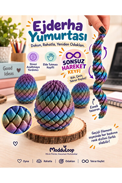 ModduLoop Stres Gideren Ejder Yumurtası Sonsuz Hareket - Renk Geçişli