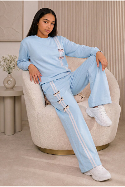 zepkids Girl's Baby Blue Tracksuit Set Oysho Fabric Sports Suit Comfortable D...