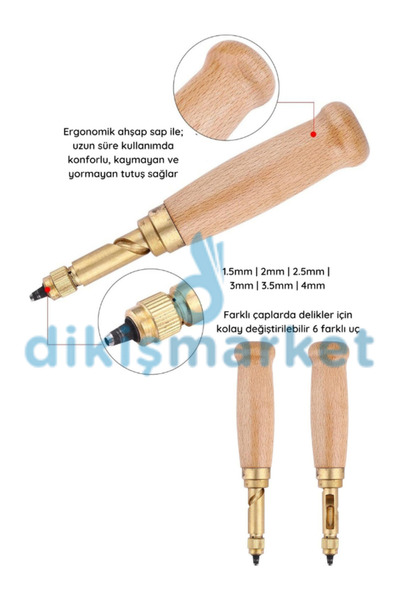 dm dikişmarket 6lı Otomatik Dönerek Delik Delme Seti