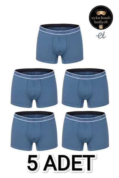 Tutku 5-Pack Aviator Blue Cotton Lycra Sports Men's Boxer Set - Flexible Comf...