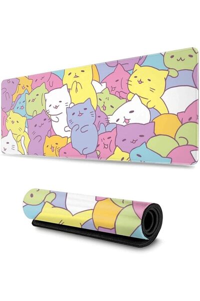TERRIFI Cute Cat Gaming Mouse Pad XL, Extended Large Mouse Mat Desk Pad, Stit...