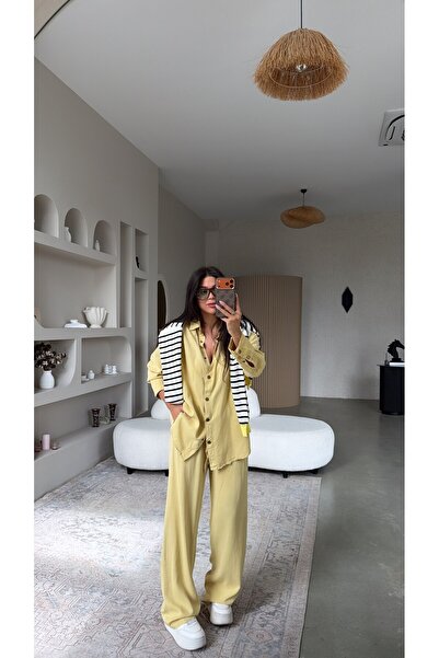 Buket Teke Oil Green Silk Tencel Premium Fabric Shirt Trousers