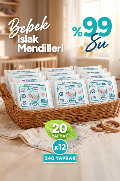 Papilion Baby Water Wipes Bebek Islak Mendili %99 Su Bazlı Alkolsüz Parfümsüz...