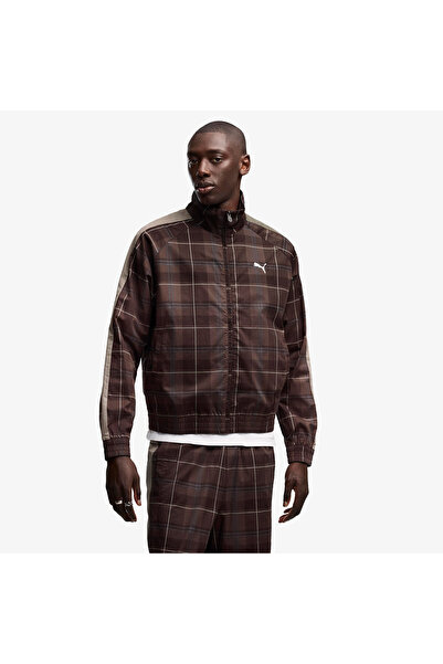 Puma T7 Relaxed Tartan Woven Men's Brown Jacket
