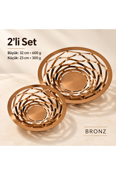 Luxury Rose Dekoratif Ekmeklik ve Sunum Kasesi – 2’li Set