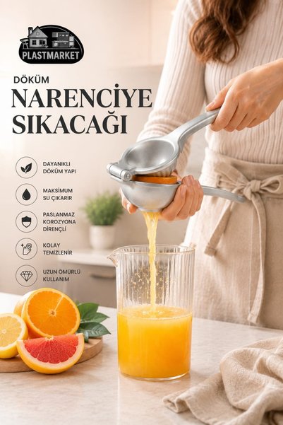 PLASTMARKET Döküm Limon Portakal Narenciye Sıkacağı