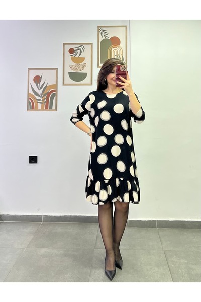 bydenizcollection V-Cut Back, Tie-Up Hem, Colored Belt Detail, Polka Dot Dress
