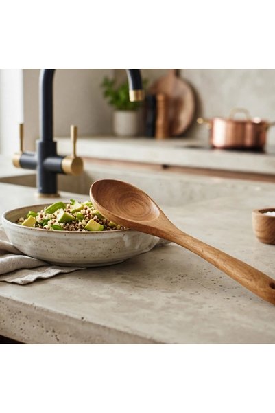 BEYNİS LİFE Ağacın İkinci Yaşamı Wooden Serving Spoon Large Size - Natural Acacia Wooden Spoon - Salad Rice Serving Ladle - Handmade