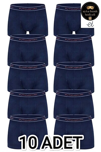 Tutku Men's 10-Pack Navy Blue Cotton Lycra Sports Boxers - Special Production...