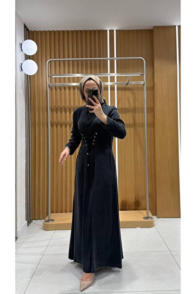 Jupe Kadın Liyosel Küpra Kumaş Ön Krose Detaylı Bağlantılı Elbise 7280