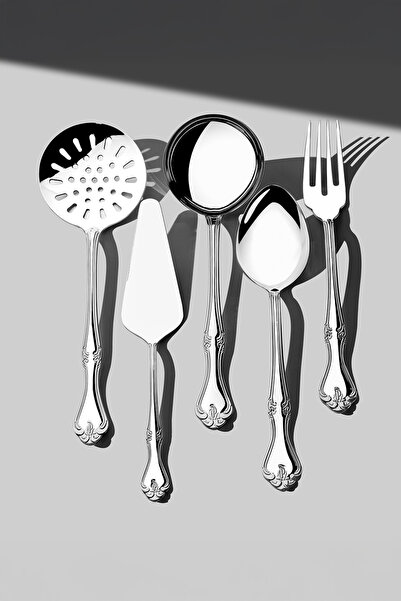 BOZBEYLER Lalezar Plain 5-Piece Stainless Steel Serving Set