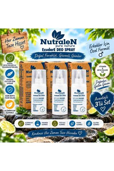 Nutralen Exudare Deo Sprey erkek (Men) - Doğal Deodorant - Ter Kokusunu Önler...