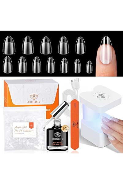 modelones Store modelones Gel Kit Medium Almond Gel Nail Tips, 9-in-One Nail ...