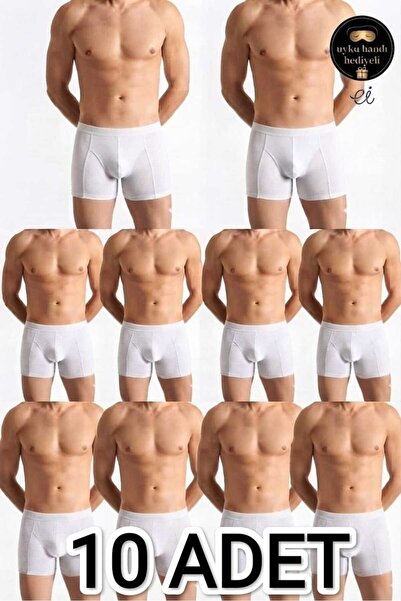 Tutku Men's White 10-Pack Cotton Lycra Boxers - Comfortable Flexible Underwea...