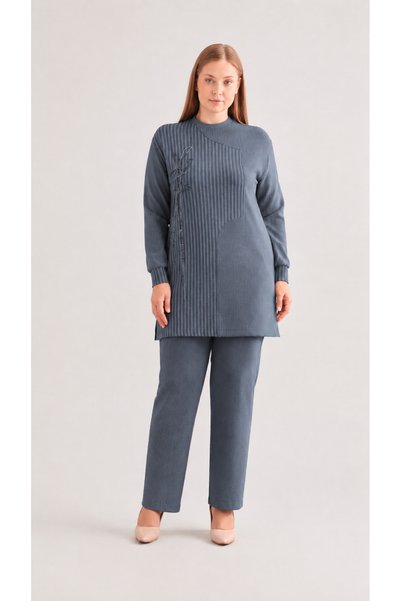 PUREVA 149-TP-M26K_R024 ÇİZGİLİ BAMBU MODAL TUNİK PANTOLON TAKIM #10-25#