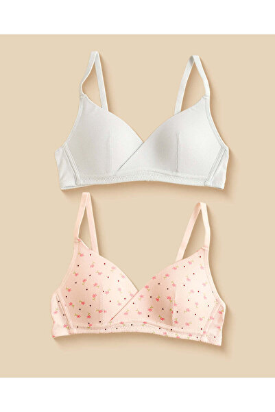 REDTAG Senior Girls Blue And Pink Ditsy Print Padded Bras 2 Pieces