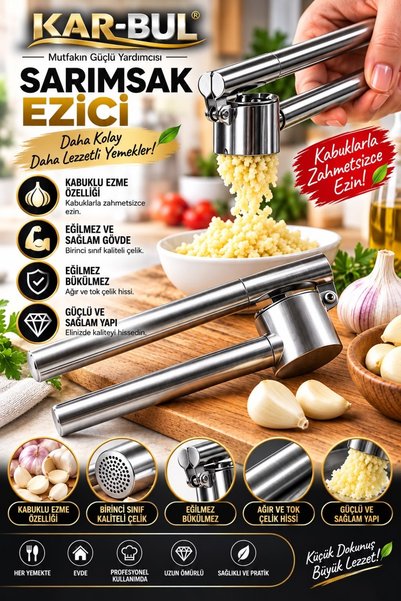 kar-bul Profesyonel Sarımsak Sıkacağı Çok Amaçlı Zencefil Ceviz Ezici Mini Pü...