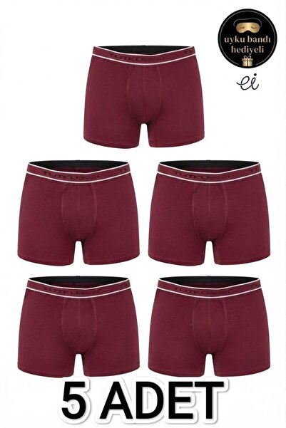 Tutku 5-Pack Burgundy Cotton Lycra Sports Men's Boxer Set - Flexible and Comf...