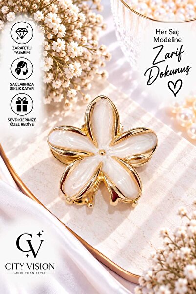 cityvision Lotus Model Cream Color Metal Hair Clip - Medium Size 3 cm - Styli...