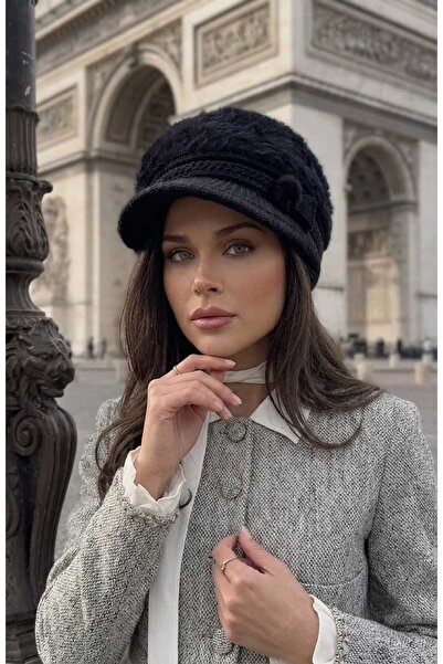 LAGRANZE Striped Knitted Women's Beanie/Hat with Visor
