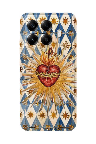 FLAMENKO Xiaomi 17t Pro Compatible Vintage Sun and Heart Pattern Transparent ...